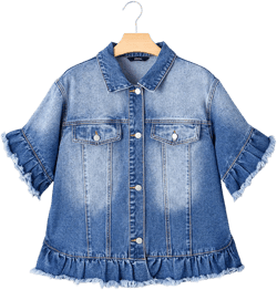 Short -sleeved denim jacket *