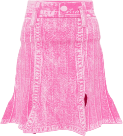 denim-print high-rise skirt