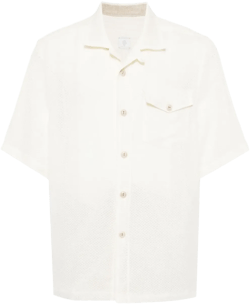 short-sleeve pointelle-knit shirt