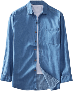 Alloaone Men's Long-Sleeved Cotton Denim Shirt Casual Loose PlShirt Denim Jacket 5X-Large Light Blue