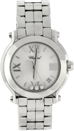 Pre-Owned Chopard Happy Sport Quartz Watch in Stainless Steel with 3 Floating Diamonds 33mm