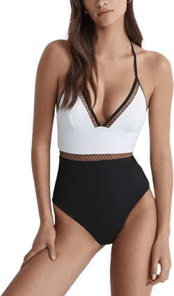 REISS Ray Halter One Piece Swimsuit 