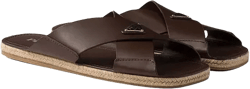 Prada Men's Crisscross Leather Slides
