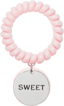 Tory Burch x BonBon Etched Word Disc Charm Coiled Stretch Bracelet 