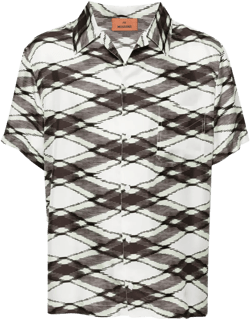 patterned silk short sleeve shirt
