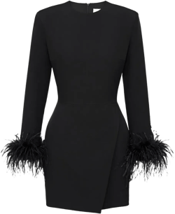 wrap feather-sleeve mini dress