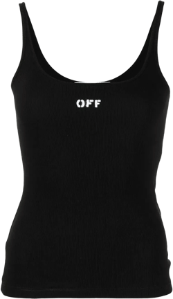 logo-print scoop-neck tank top