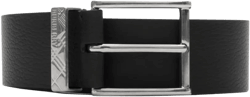 engraved-check leather belt