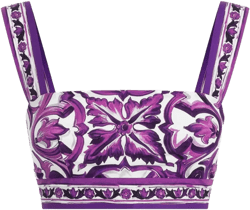 Majolica-print bralette top