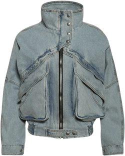 Vintage Denim Bomber Jacket Light Blue
