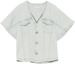 short-sleeve denim shirt