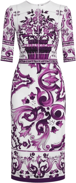 Maiolica-print midi dress