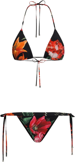 floral-print bikini set