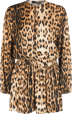 leopard-print long-sleeve dress