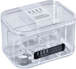 Acrylic Lipstick Organizer with Lid, 9 Compartments Compact Makeup Storage Box, Portable Cosmetic Holder for Lipsticks & Small Accessories