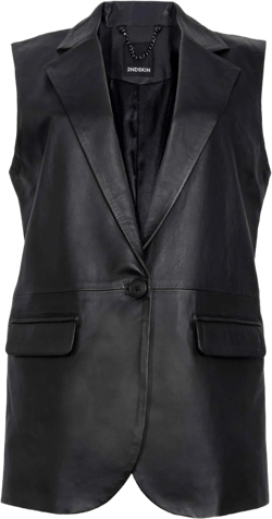 KINGSTON LEATHER VEST - BLACK