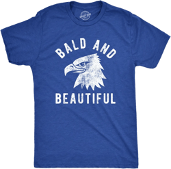 Mens Bald And Beautiful T Shirt Funny Sarcastic Bald Eagle Fourth Of July Party Joke Novelty Tee For Guys - Crazy Dog Men's T Shirt Royal 5XL