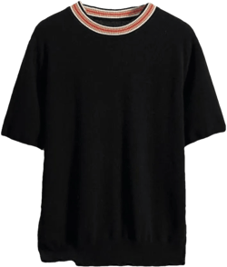 Ownwfeat Men’S Cashmere Round Neck Short Sleeve Pullover Vest Solid Color Knitted Half Sleeve Punk Style Medium Black