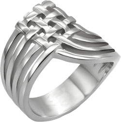 Slickblue Women’s Polished Geometric Crisscross Stainless Steel Ring – Minimalist, No Plating, No Stone, Size 6