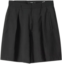 Wide-leg pleated Bermuda shorts
