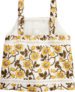 Girls' rickrack tank top in daffodil linen-cotton blend
