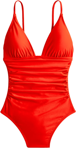 Ruched plunge one-piece swimsuit - RED ARROYO