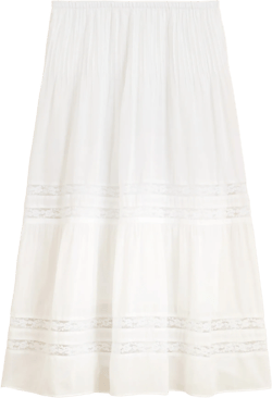 Lace-trim pintuck skirt