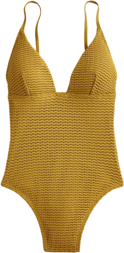 Plunge crochet one-piece - BRONZED OLIVE
