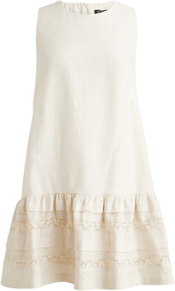 Maxine ruffle-trim dress in linen - NATURAL