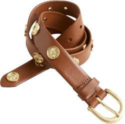 Classic belt in leather with gold coins - ENGLISH SADDLE