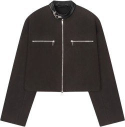 Petro - Cropped Wax Cotton Jacket - Dark Brown