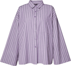 Plus Cotton Stripe Extreme Oversized Wide Cuff Shirt