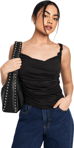 Super Soft Knot Detail Ruched Top