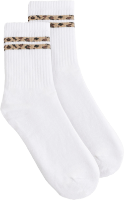 Leopard Double Stripe Sports Sock