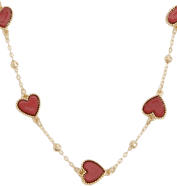 Red Enamel Scattered Heart Necklace