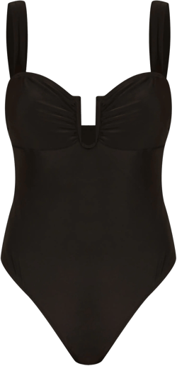 Black Underwired U Bar Ruched Cup Swimsuit