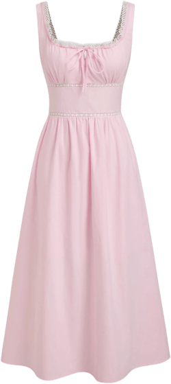 Cotton Square Neck Knotted Ruffle Shirred Maxi Dress