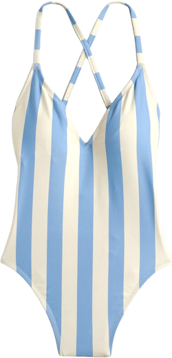 Cross-back one-piece swimsuit in Fairfax stripe - FADED BLUE