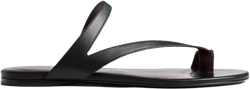 Aimee Flat Sandal in Black Leather