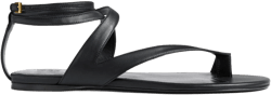 Aimee Ankle Strap Flat Sandal in Black Leather