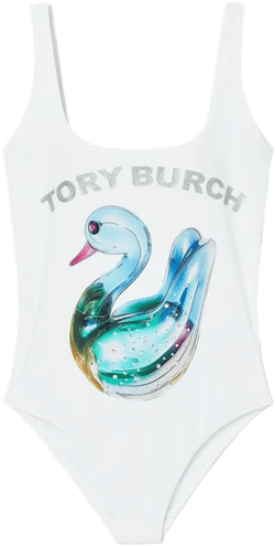 Tory Burch Women's White Nylon One Piece Swimsuit