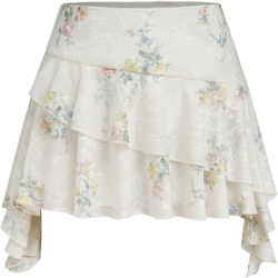 Lace Low Rise Floral Ruffle Hem Mini Skirt