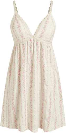 Cotton-blend V-neck Floral Midi Dress