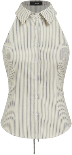 100% Cotton Oversized Stripe Lace Up Blouse