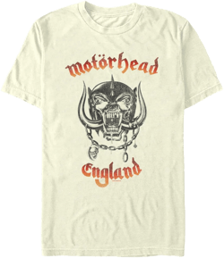 Mens Motorhead England Logo T Shirt - Beige - Medium