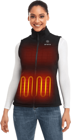 ORORO Women’s Heated Fleece Vest (Black, M) and Extra Battery