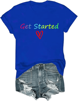 Get Started Shirt Get Started Tshirt Funny for Women Men V-Neck Tee 3X-Large Royal Blue
