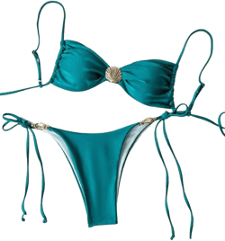 Sexy Solid Solid Color Spaghetti Strap Top and Side Tie Bottoms Bikini Set Bikini Set Swimsuit Medium Green