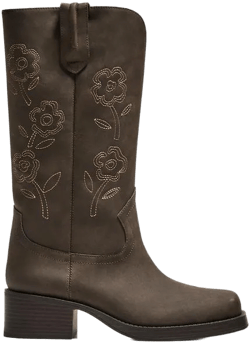 Embroidered flat cowboy boots