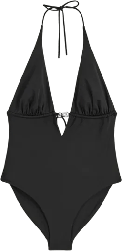 EMBELLISHED PLUNGE-NECK SWIMSUIT